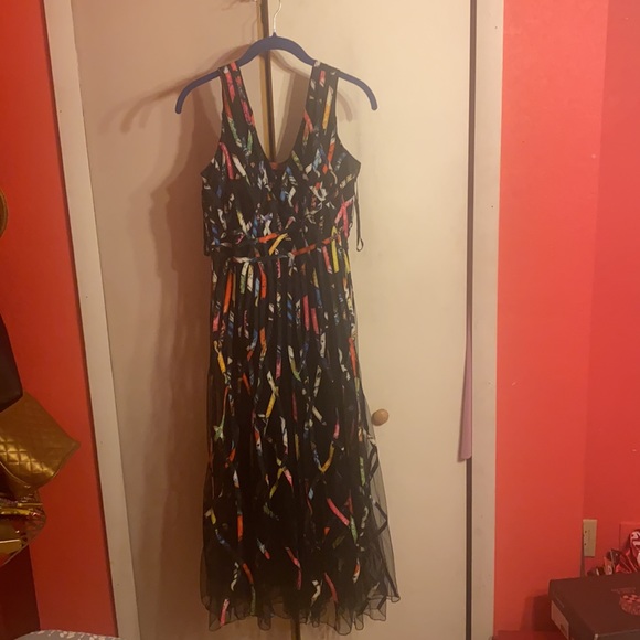 Black & Multicolor dress, with upper-body layer piece - Picture 3 of 4